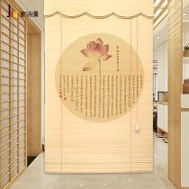 New Chinese meditation Printed Roller Blind curtain bamboo blinds shading and lifting shading free from punching and partition Tea room Background wall hanging
