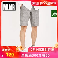 MLMR mùa thu nam thoải mái cotton và lanh thời trang kẻ sọc dây kéo quần short giản dị 217301528 - Quần short quần thể thao nam