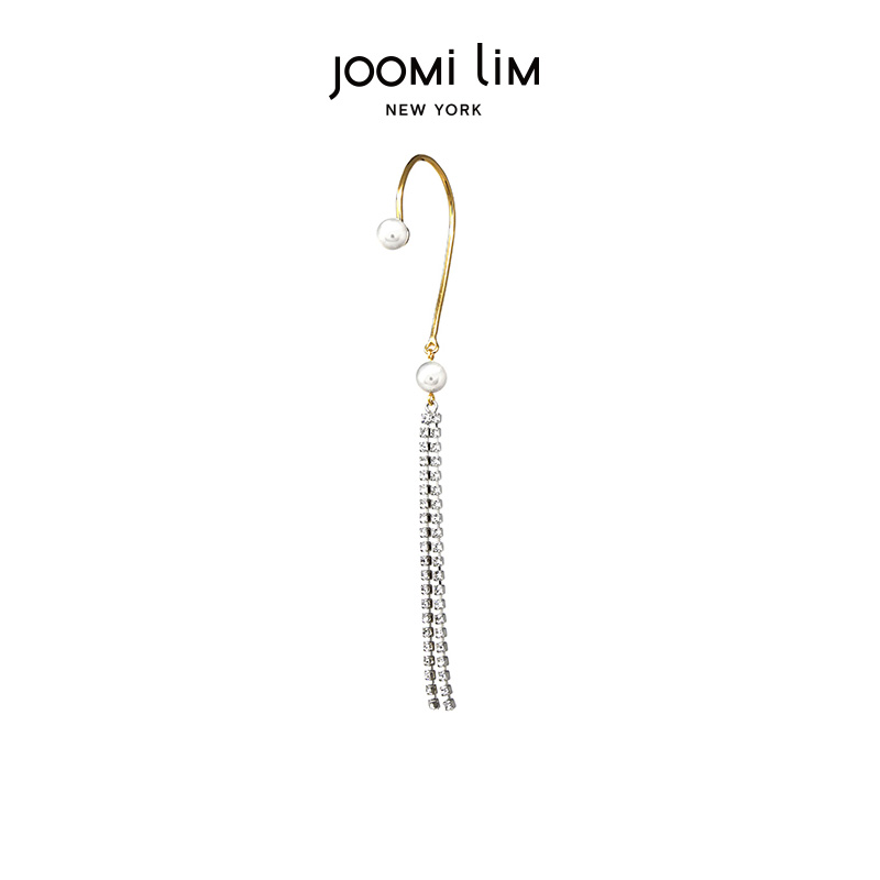 JOOMi LiM Zhumi earrings for women without ear holes pearl tassel chain earrings 2022 new trendy niche light luxury