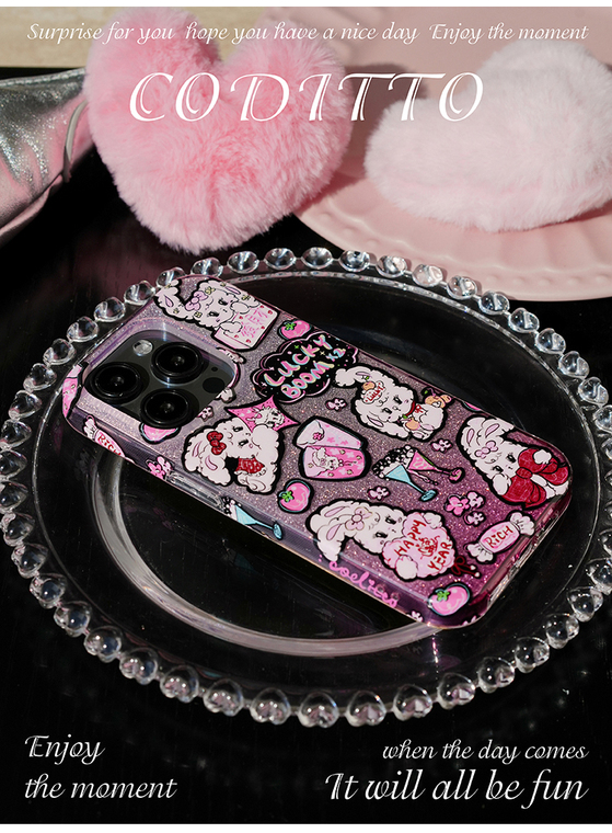 Cartoon Cute Bunny Sticker Collage Lucky Boom Happy Year Girls iPhone Case