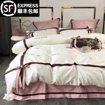 European style 60 plush cotton four-piece bedding All-cotton quilt cover Girl heart Princess wind small fragrance pure cotton sheets