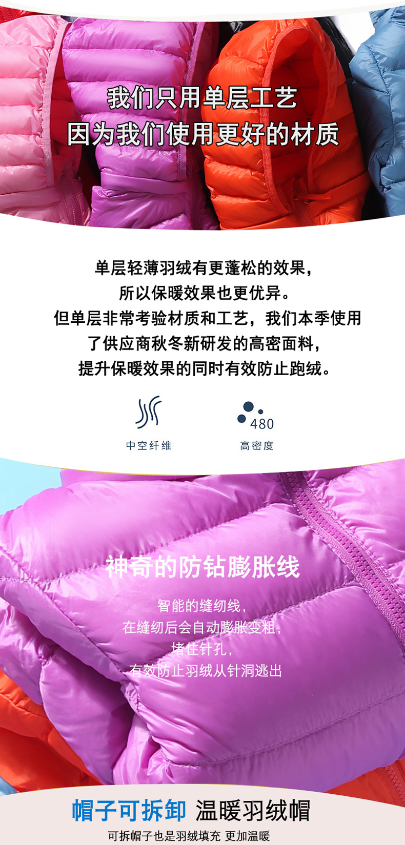 雅鹿 儿童 轻薄短款羽绒服 尺码90-170 图3