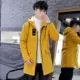 2019 thu đông nam mới áo khoác nam phong cách Hàn Quốc mỏng cộng với áo khoác lông cừu nam giản dị đẹp trai áo gió giữa dài - Áo gió