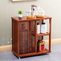 Solid Wood mobile tea cabinet rack tea table home living room tea cabinet tea table side cabinet kettle integrated mobile tea car