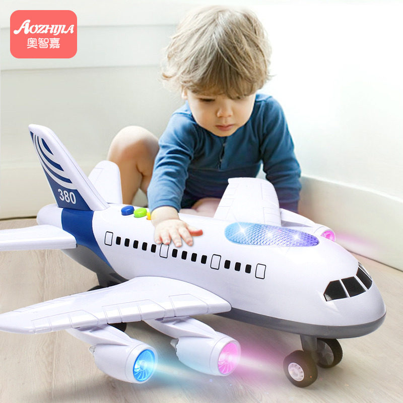 Children's toy plane Boy baby oversized music fall-resistant inertial toy car simulation airliner A380 model