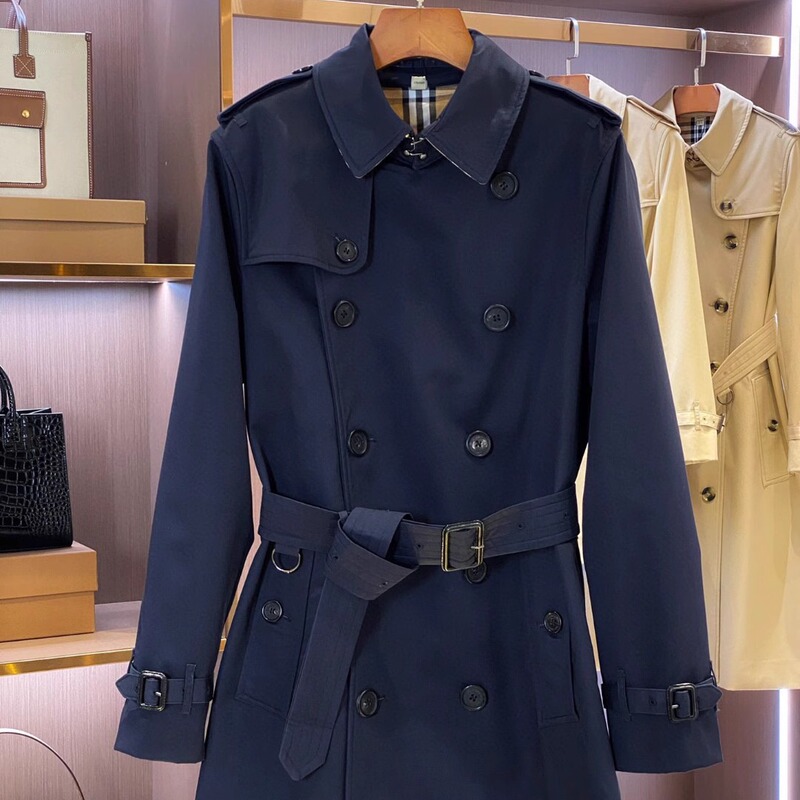 Autumn Men's Short Kensington Trench Coat 2025 New British Style Design with Lace-Up Waist and Double-Breasted Buttons