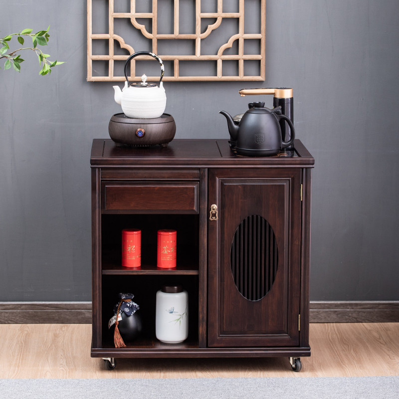Tea cabinet TEA TABLE FOR HOME CHINESE SOLID WOOD TEA SIDE CABINET SMALL MOBILE TEA WATER CABINET TEA CAR BURNING WATER POT INTEGRATED LIVING ROOM