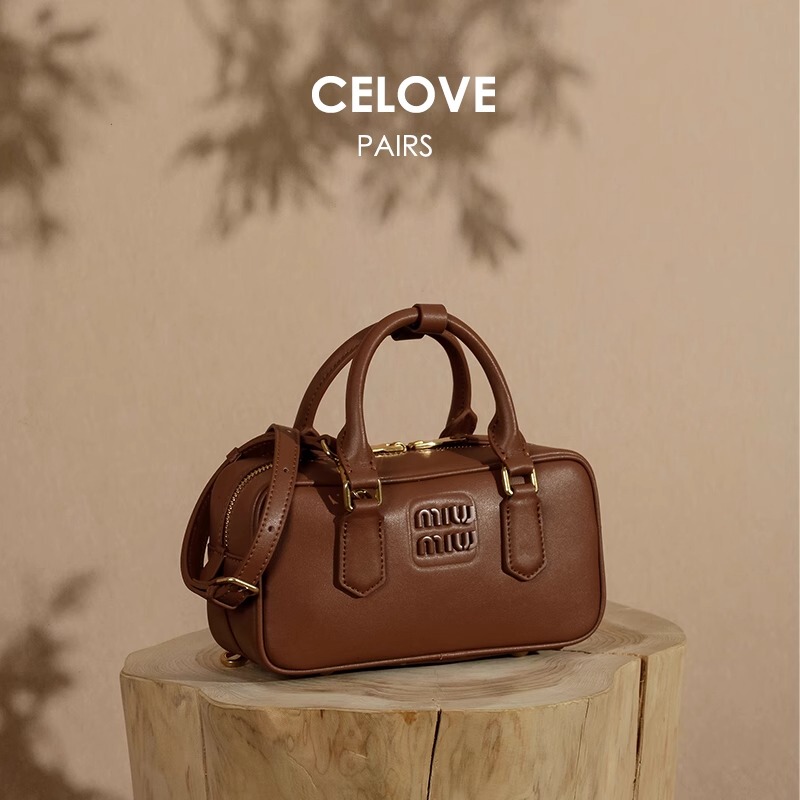 Ah Miu's Melard Trendy Boston Bag Bowling Pillow Bag for Women 2025 New Genuine Leather Handbag Ah Miu's Melard Trendy Boston Bag Bowling Pillow Bag for Women 2025 New Genuine Leather Handbag