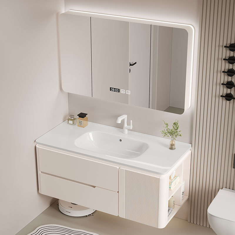 Ceramic integrated basin rounded bath Bathroom Cabinet Combination Light Lavish Toilet Oak Wash Washbasin Cabinet Washing Terrace Bathroom-Taobao