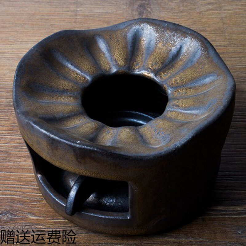 Japanese-style crude pottery tea stove candle warm tea pot ceramic household retro tea set teapot insulation base kung fu warm tea