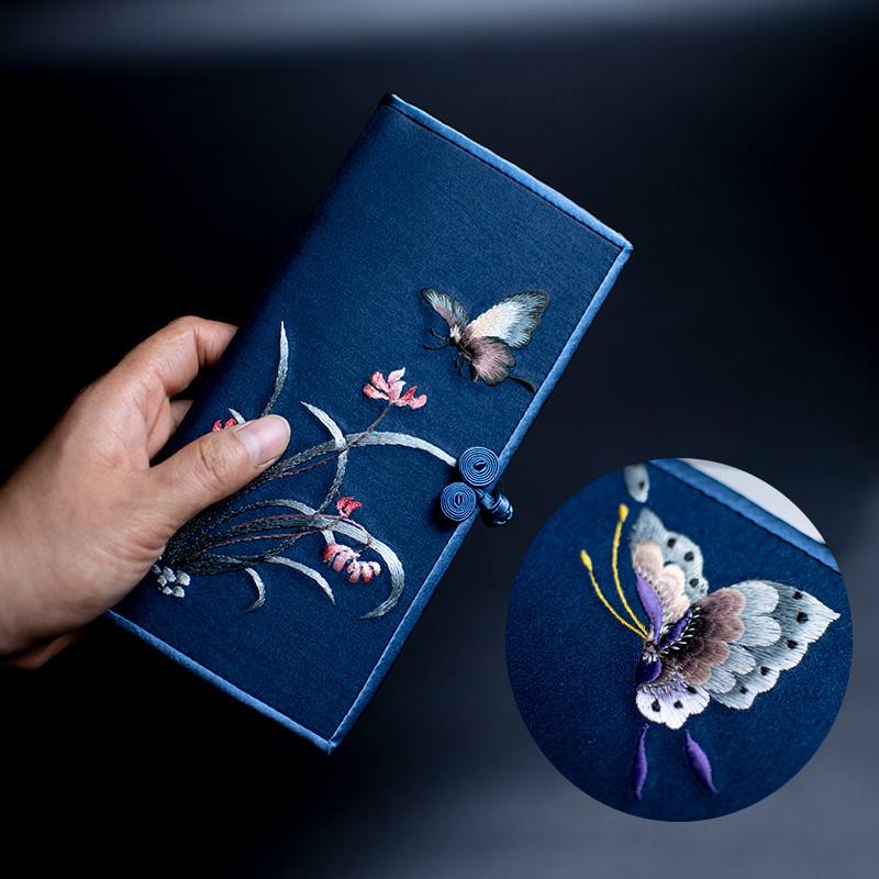 Embroidered Wallet Women's Short Wallet Ethnic Style Simple Retro Cheongsam Clutch Bag Gift Bag for Mother-In-Law