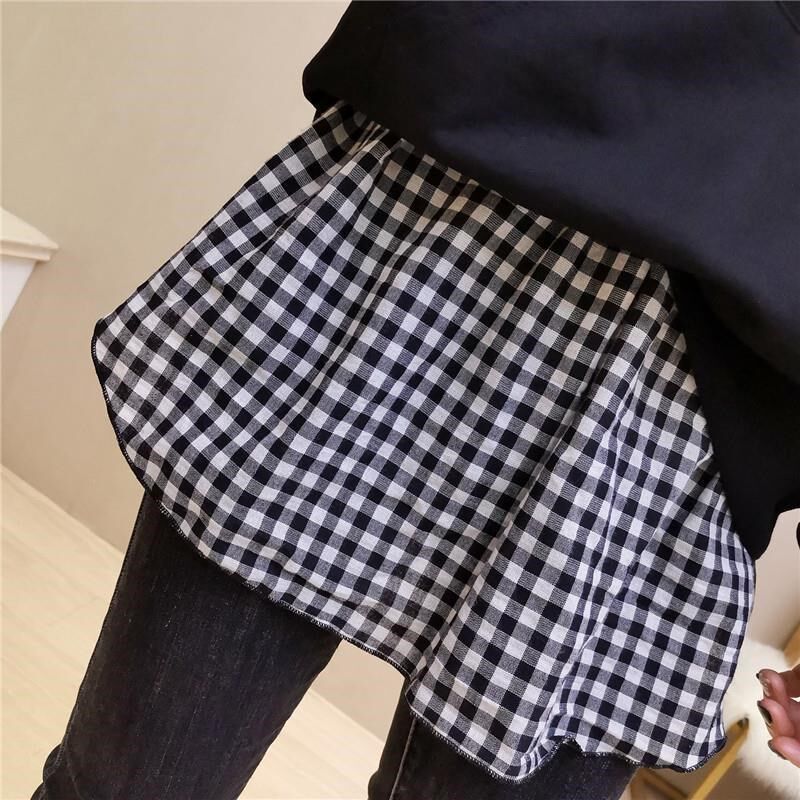 Plaid Fart Curtain Hem Winter Cotton Versatile Shirt Fake Hem Large Size Fart Curtain for Winter 2022