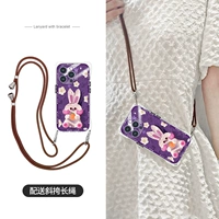 [Картина маслом Кролик Фиолетовый] Четыре угловых отверстия для шнурка★ В комплект входит длинная верёвка через плечо