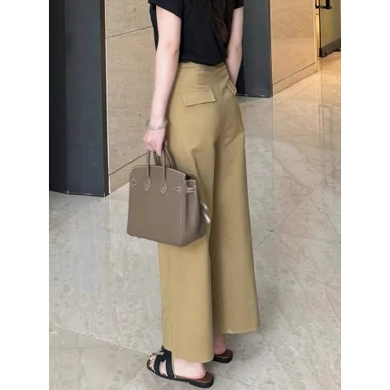 Suit-Style Wide-Leg Casual Pants for Women, Summer Thin Style, Plus Size, High-Waisted, Slimming, Loose Fit, Petite, Cropped Straight-Leg Pants