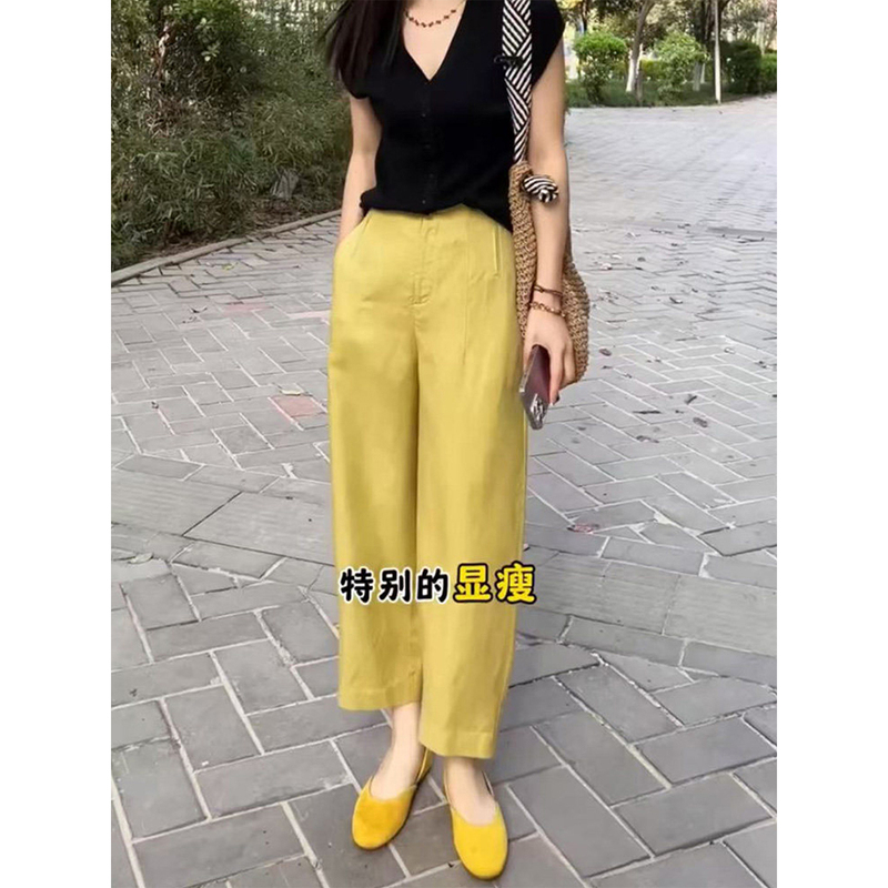 Tencel Linen Harem Casual Pants for Women, Summer Thin Style, Plus Size, High Waist, Petite, Cropped, Loose Balloon Pants