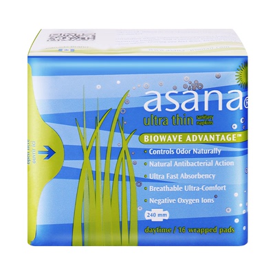 【加量装16片】asana阿莎娜卫生巾日用超薄透气姨妈巾旗舰店正品