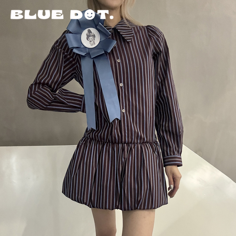 Bluedot Celine Kwan Collaboration My Melody Badge Striped Shirt Dress