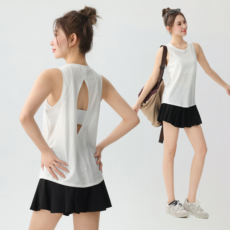Loose Quick-Drying Sports Vest for Women, Yoga Wear, Hollow-Out Backless Top, Running Training Sleeveless Fitness Top for Summer