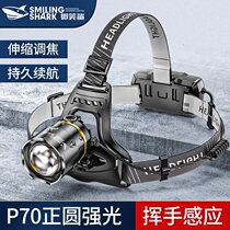 LED headlight strong light charging super bright head mounted outdoor flashlight fishing special induction yellow light hernia mining lamp