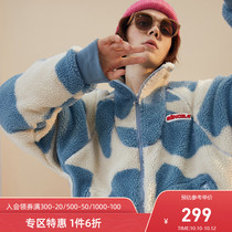 SENCE LA blue and white cow pattern lamb wool cotton suit male lovers Lamb hair coat segment stars with the same model