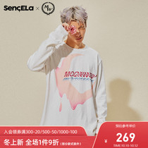 Cent LA X MOONWAV joint Crescent ice cream color long sleeve T-shirt base shirt Li Daben same model