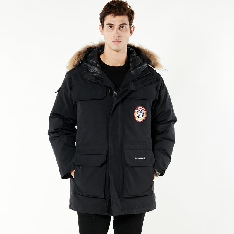 Hw Men's White Goose down Long down Jacket Men's Winter New Style Fur Collar Hooded Big Goose Parka Men's Coat