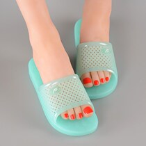 Bathroom slippers womens summer home indoor thick-soled crystal slippers non-slip bath flat-bottomed jelly plastic holder