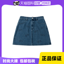 (self-employed) MLB denim short dress NY old flower bag hip skirt casual A character dress half body dress 3FDSM0343