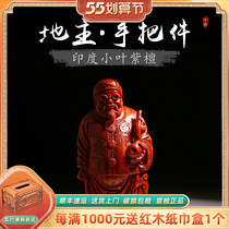 Indian small leaf purple sandalwood landowners Wen playing engraving wood carving handlebar piece buckle to finance Nafu Hongmu old material high-end pendulum piece