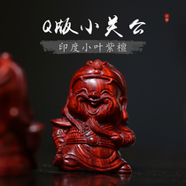 Small Leaf Purple Sandalwood Carving Handicraft Q Edition Guan Gong Seiko handlebar piece Little Kuan Kung lifelike a boutique engraving