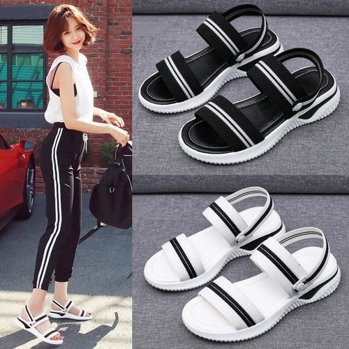 Летние сандалии, универсальные эластичные слайдеры на плоской подошве, тапочки, 2020