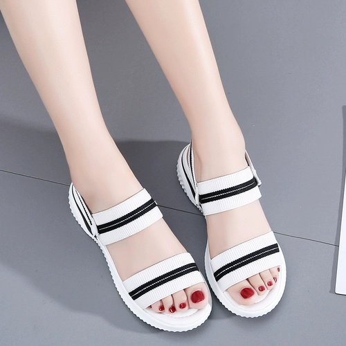 Летние сандалии, универсальные эластичные слайдеры на плоской подошве, тапочки, 2020