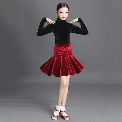 Girls Latin Dance Dresses Children Latin Dance Costume training suit long sleeve girls Latin dance skirt children Latin competition performance dress