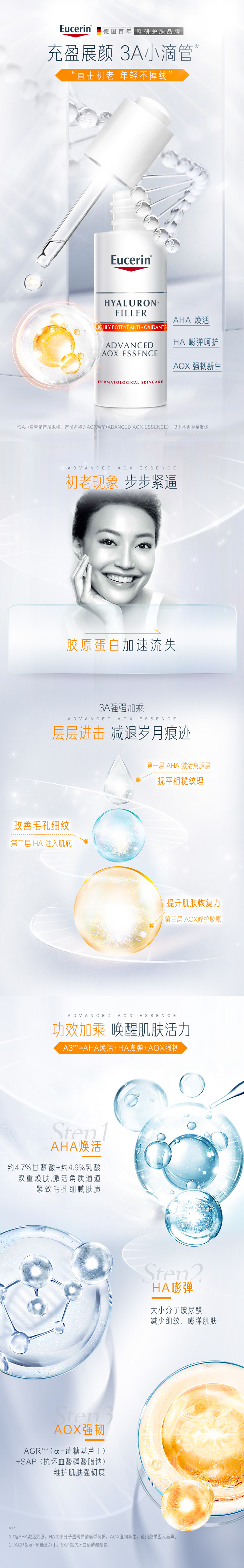 Eucerin 优色林 3A小滴管 充盈展颜AOX精华 30ml*2瓶 天猫优惠券折后￥109包邮包税（￥129-20）赠5ml*3