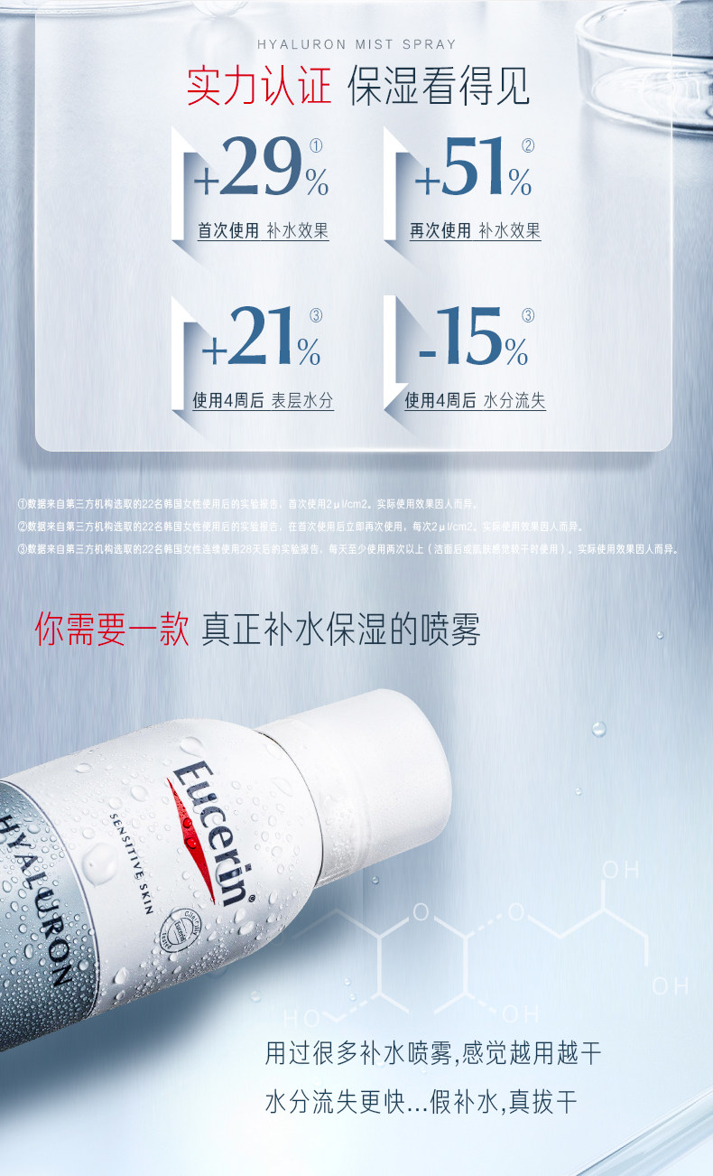 德国进口，5重保湿黑科技：150ml 优色林 玻尿酸补水喷雾 95元包邮，赠50mlx3瓶 值值值-买手聚集的地方