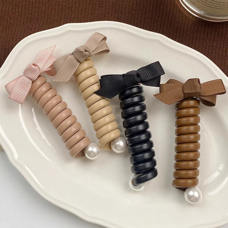 儿童蝴蝶结发圈：高级扎马尾神器，电话线头绳编发新潮流！✨