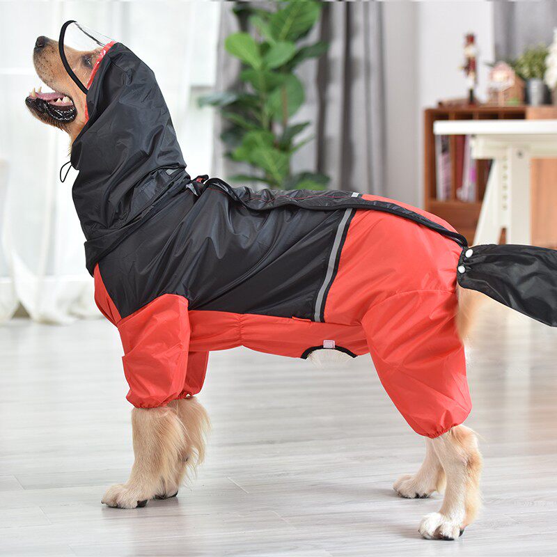 Dog Raincoat Large Dog Four-foot Waterproof All-bag Medium Dog Large Dog Pet Bag Tail Gold Wool Rain Cape Labrador-Taobao