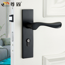 Zungu beauty Black Silent indoor bedroom door lock solid wooden door modern simple toilet universal lock