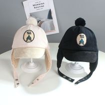  Childrens Lei Feng hat winter thickened warm boys and girls Korean version of the tide cartoon embroidery baseball cap baby ear cap