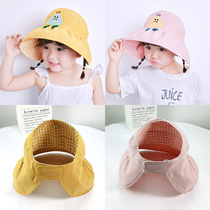  Baby hat mens and womens spring and summer thin childrens sun hat cartoon big eaves empty top hat no top sunscreen sun hat