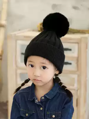 Children's wool cap infant baby ear cap knit hat for boys and girls thick warm hat baby hat autumn and winter