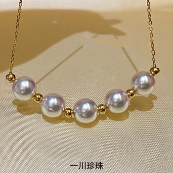 18k gold akoya perfect circle pendant smile chain