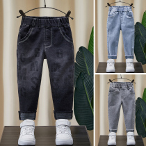 Boy jeans Spring paragraph 2022 new childrens baby black pants for children Spring and autumn swarm with small leggings