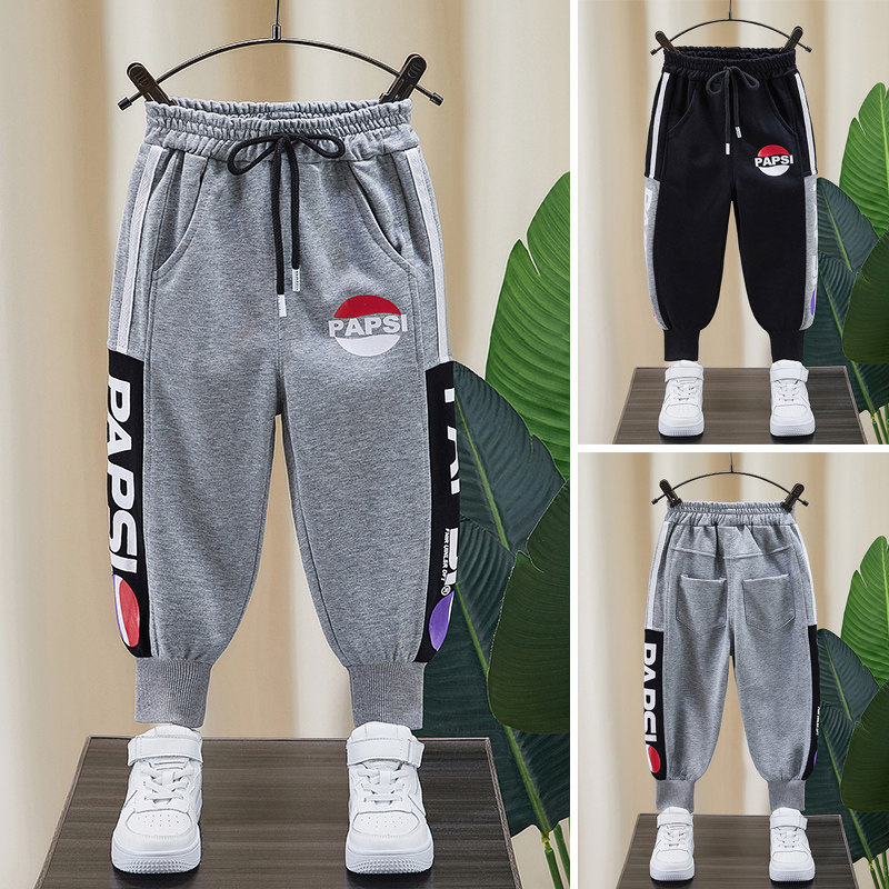 Boys gray sports pants spring and autumn models 2022 new children's Western style pants trousers children's casual pants sweatpants tide