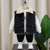 Boys waistcoat autumn outside wearing foreign air children winter horse clamping and thickening of sheep lambs fur baby vest kan shoulder tide