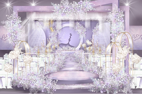 紫色大气高端小众创意婚礼设计婚庆效果图背景方案素材psd-婚礼素材网