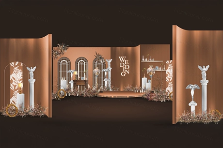 咖啡色褐色法式庄园风格婚礼设计效果图背景喷绘素材psd源文件-婚礼素材网