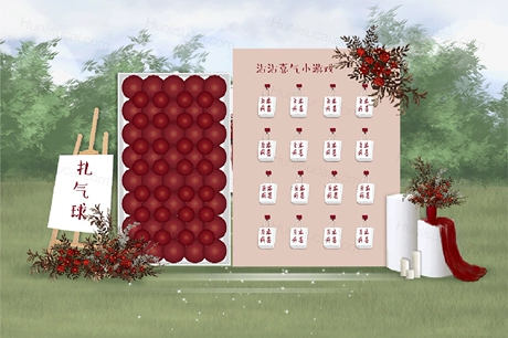 红色白色户外草坪婚礼设计效果图舞台展示区迎宾区背景素材psd-婚礼素材网