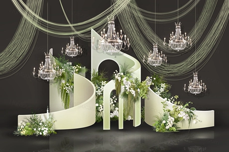 浅绿色白色简约水晶创意小众婚礼设计效果图素材psd源文件-婚礼素材网