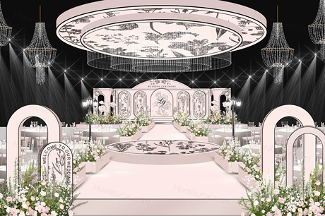 黑白色小香风法式婚礼设计高端时尚婚礼设计效果图素材psd-婚礼素材网